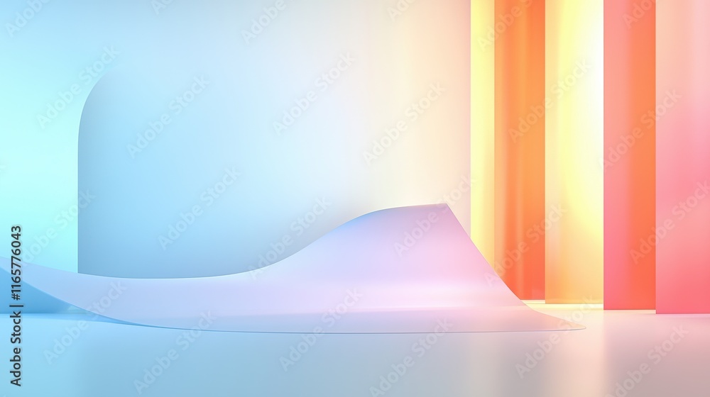 Poster dynamic color wave flow modern studio abstract art minimalistic setting side view visual harmony