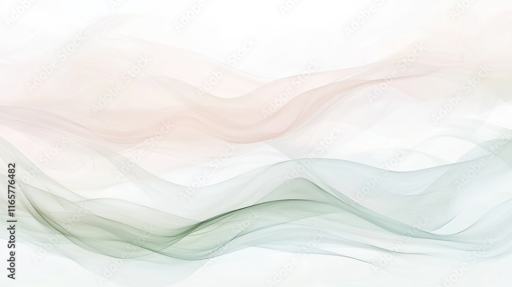 Poster flowing abstract waves digital art soft colors minimalist design aesthetic space visual serenity for