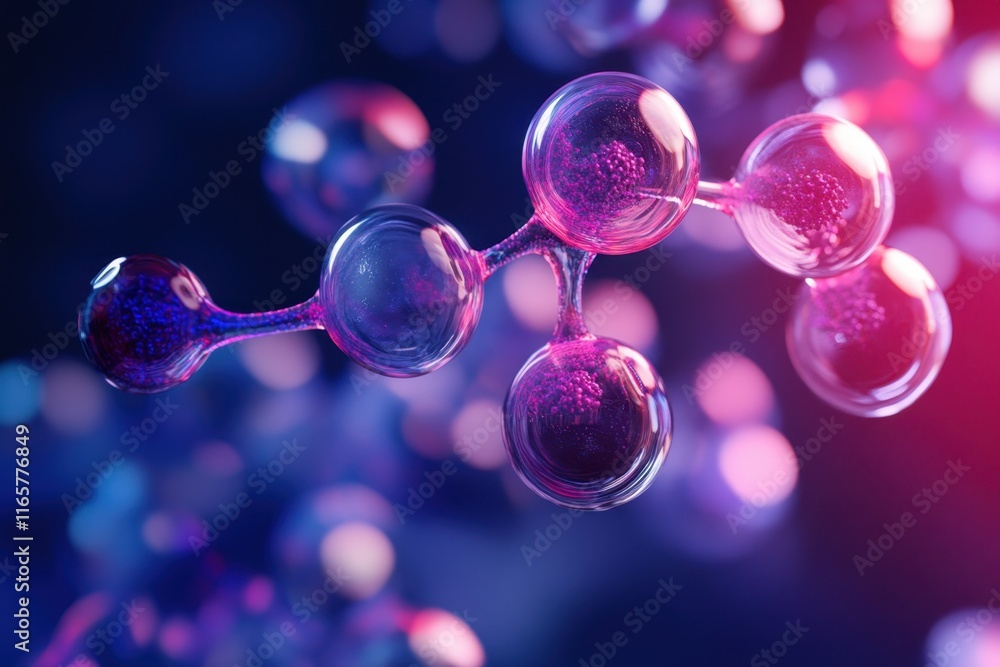 Poster unique molecular structure illuminated by vibrant colors in a scientific display