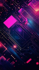Obraz premium Abstract Circuit Design in Vibrant Neon Colors. A Futuristic and Modern Artistic Representation of Technology and Digital Art.