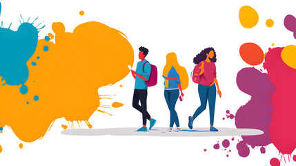 landing page image for Bright and energetic conference for youth, modern design, diverse speakers, networking, and innovation., wide and clear background, simplicity, empty for text area, negative spa