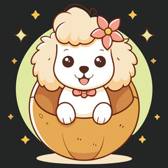 A beautiful poodle is sitting.