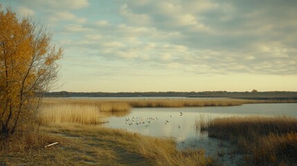 Overcast Countryside Seascape with Gentle Lighting