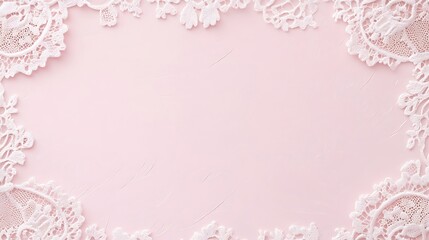 Delicate White Lace Border on Pink Background