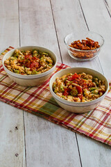 fresh okra pilau rice dish served in bowls