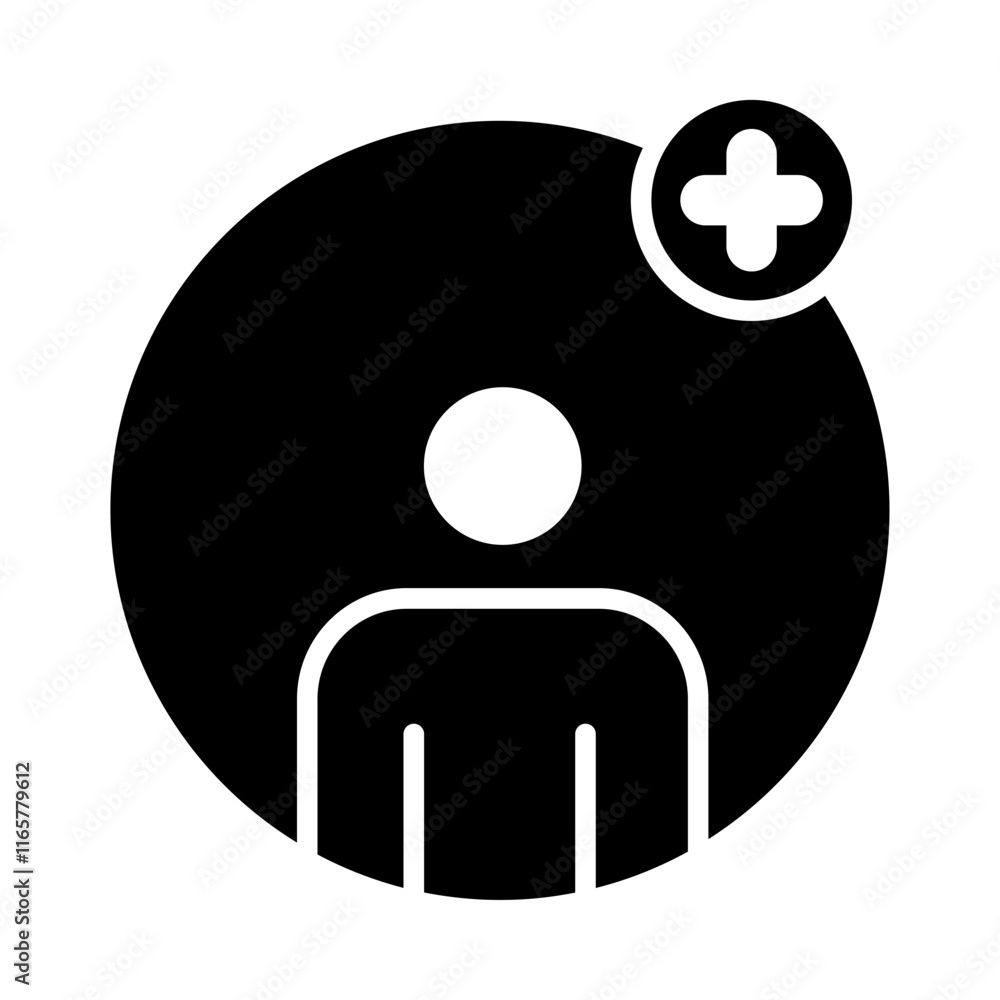 Poster add user icon. add member. add new user vector icons. profile avatar with plus symbol.
