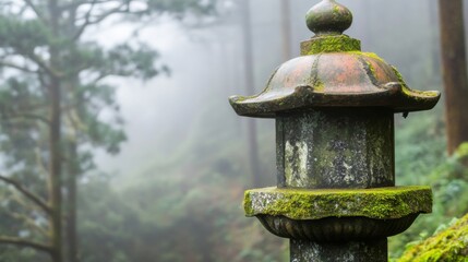 Serene Forest Lantern with Soft Bokeh Effect