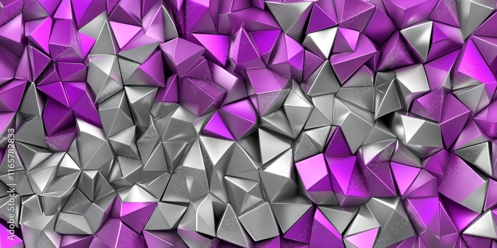 Poster metallic purple silver geometric angular pattern creating textural abstract background, serving desi