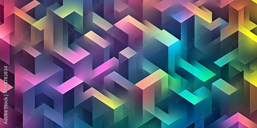 Fototapete Vibrant hexagonal geometric design creating modern abstract background pattern