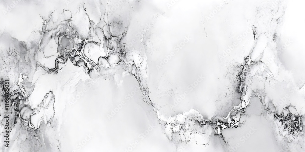 Poster Ink like fluid patterns swirling dynamically in monochrome, generating organic abstract shapes with mesmerizing visual texture and movement