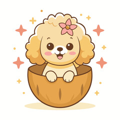 A beautiful poodle is sitting.