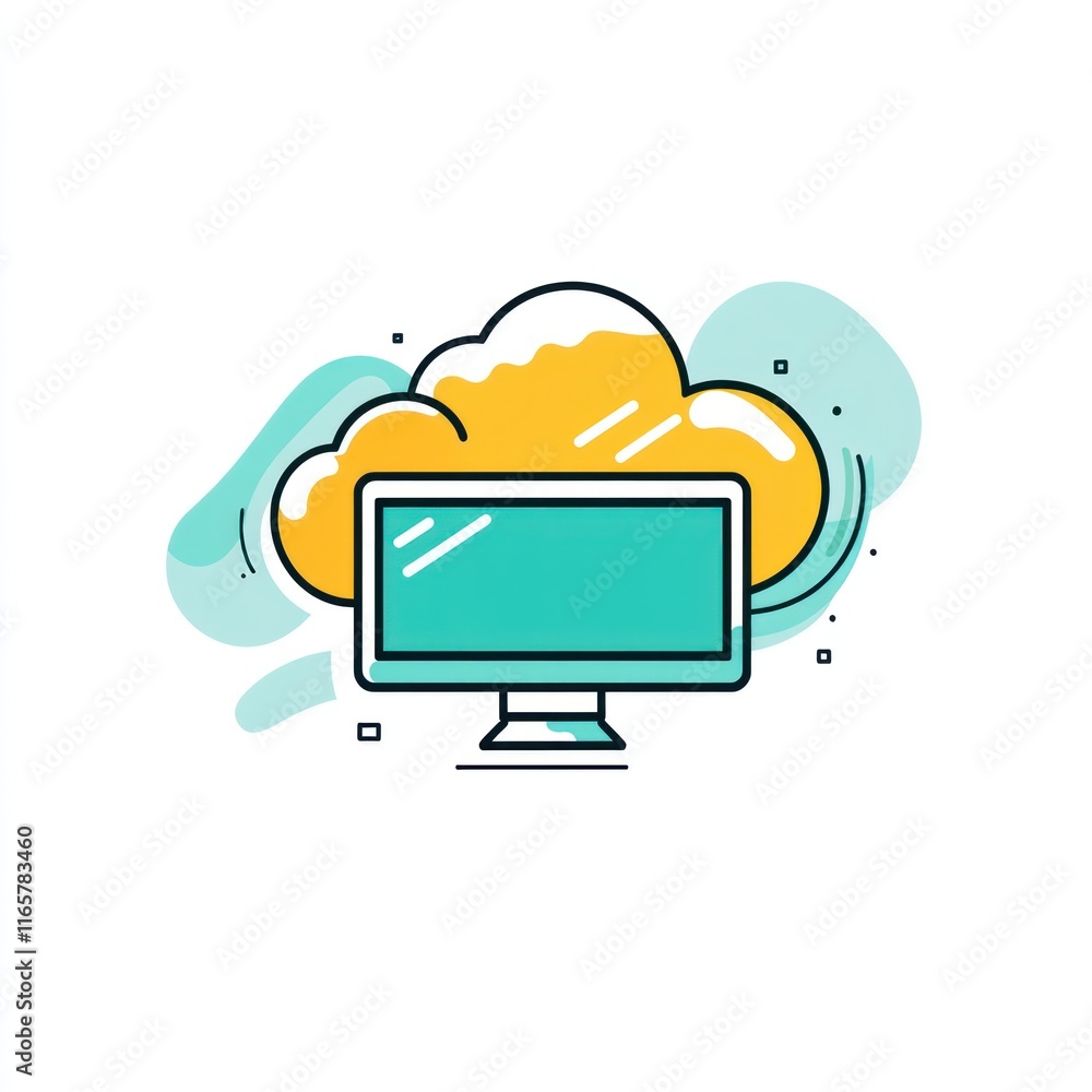 Poster cloud computing data storage on computer screen