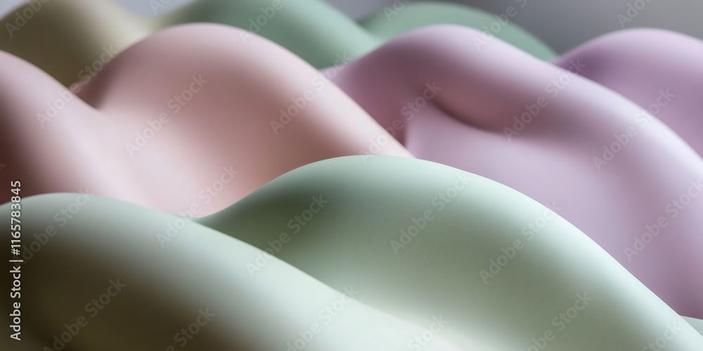 Poster smooth wavy shapes in pastel colors creating an abstract pattern, ideal for backgrounds and designs