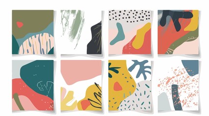 Set of 5 Greeting Cards with Abstract Backgrounds for Various Occasions