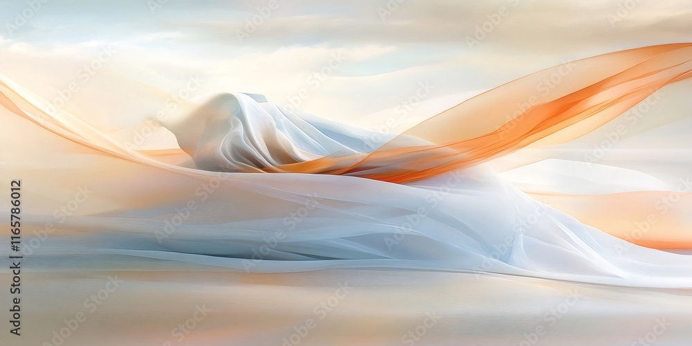 Poster pastel fabric swirling softly, billowing and flowing dynamically, generating ethereal textural patte