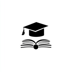 Graduation Cap Above an Open Book Represents Education