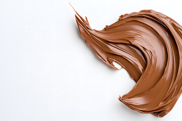 Melted chocolate texture on white background, Chocolate smear