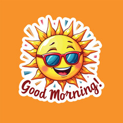 Good morning icon comic style steaker
