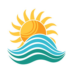 Sunshine with ocean wave, vector, vector and illustration, vector style