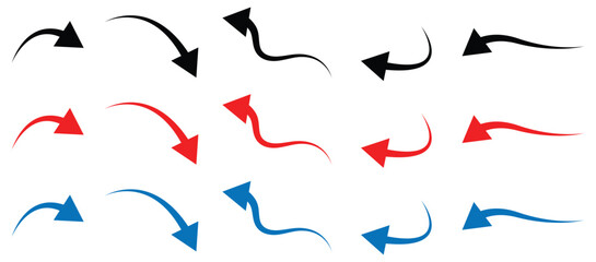 Set of curved arrows vector illustration