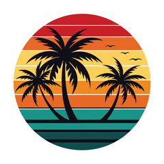 A retro t-shirt design palm tree vector, vector and illustration, retro style