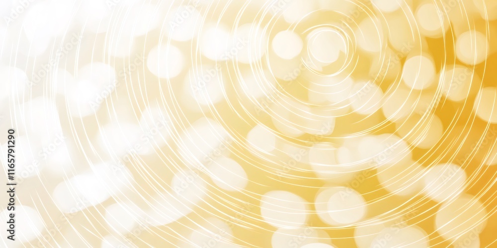 Poster overlapping gradient circles with golden bokeh effect generating warm abstract background