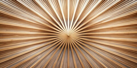 A radial wood panel ceiling with a light brown hue and subtle texture, creating a unique and organic pattern.
