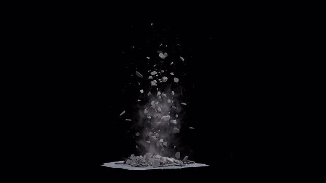Collapsed ceiling Falling boards, sheetrock, and other debris effect background footage motion graphics, or as a background or overlay 4K drag and drop editing software supporting blending modes.