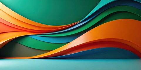 Abstract Background of Vibrant Curved Lines Creating a Dynamic and Colorful Composition