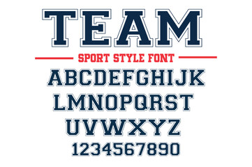 Classic college font. Vintage sport font in american style for football, baseball or basketball logos and t-shirt. Athletic department typeface, varsity style font. Vector
