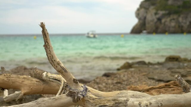 Boat in a Cala Macarella, Minorca, Balearic Islands