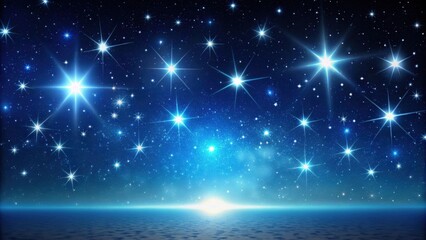 Fototapeta premium A starry night sky with glowing stars and a horizon with a faint glow of dawn