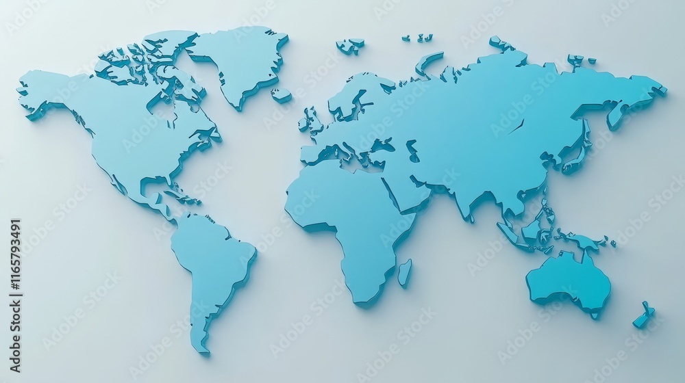 Poster blue digital world map with global network connections, representing big data, cloud computing, and 