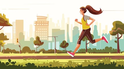 Professional Infographic of Woman Running and Jogging in Cartoon Vector Style