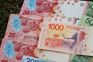Banknotes of the Argentine Republic. Pesos Argentinos. Money from Argentina. 