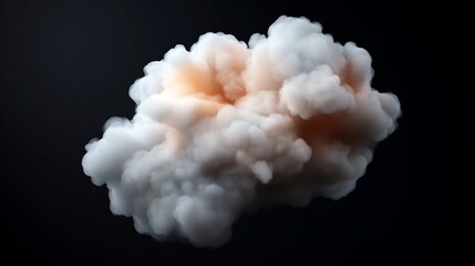 Abstract Smoke Cloud with Orange Highlights on Black Background