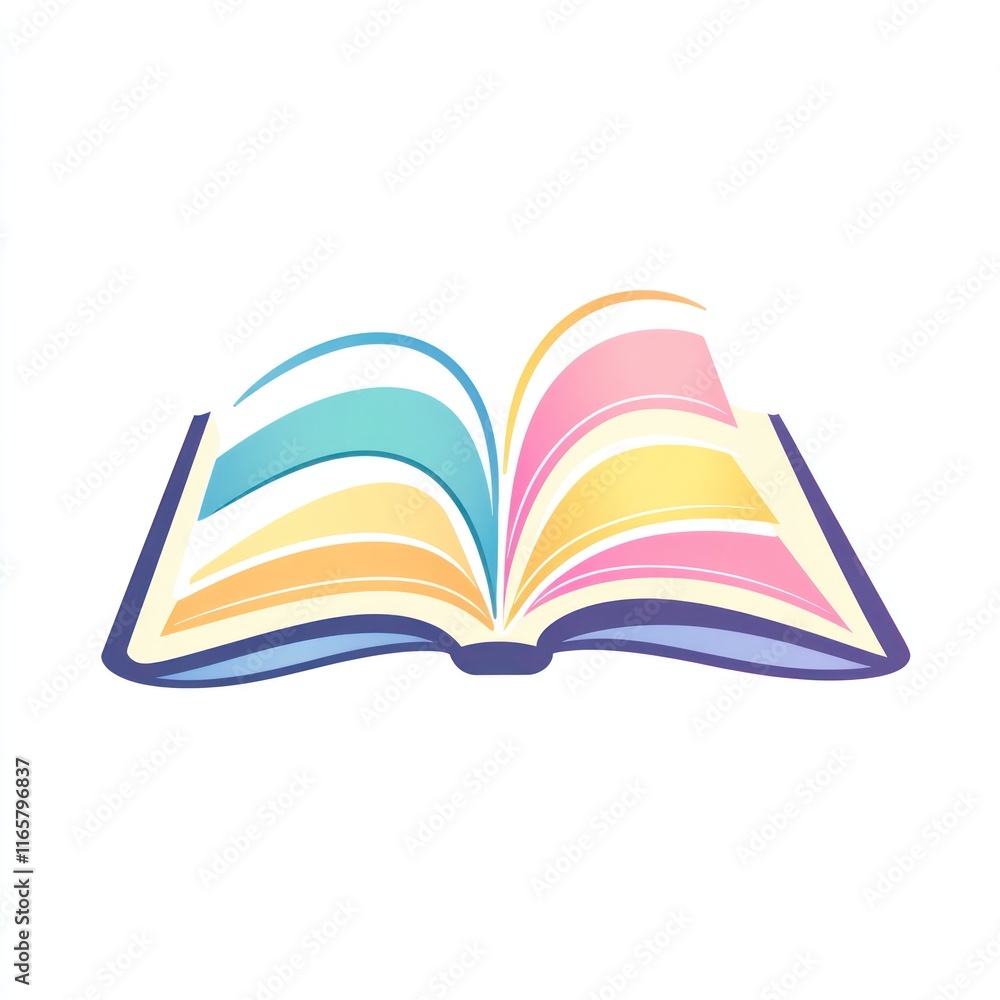 Poster colorful open book pages displaying knowledge