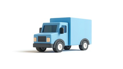 A blue delivery truck on white background.