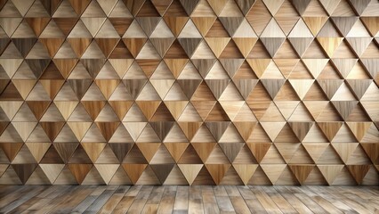 Geometric wooden wall paneling with a natural woodgrain pattern and a subtle brown and beige color scheme