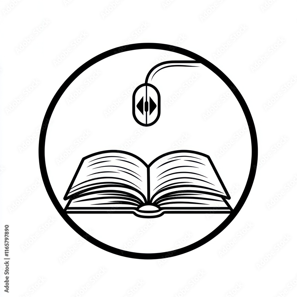 Aufkleber digital mouse hovering over open book
