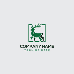 deer silhouette logo vector illustration template
