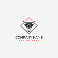 Bull head logo design. Creative bull horns symbol. Vector illustration.
