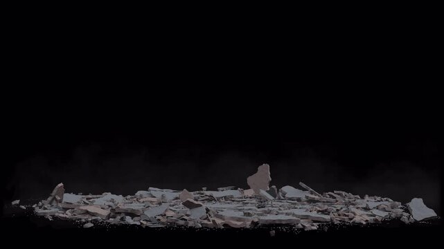 Collapsed ceiling Falling boards, sheetrock, and other debris effect background footage motion graphics, or as a background or overlay 4K drag and drop editing software supporting blending modes.