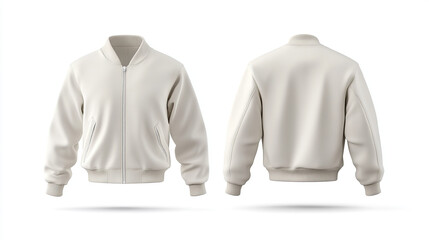Blank Milk-Colored Jacket: Front View on White Background