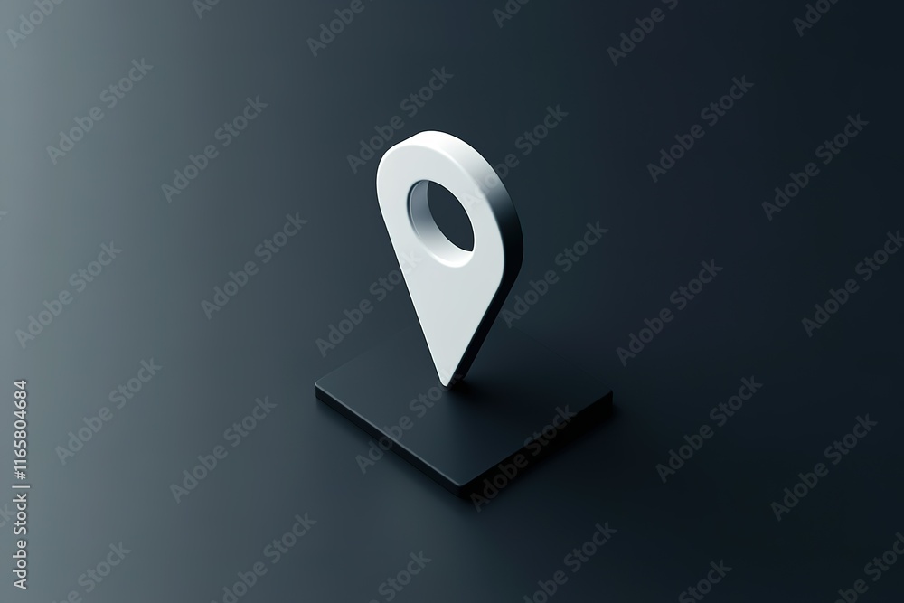 Poster 3d rendered location pin icon on dark background. clean, minimalist design. perfect for navigation a