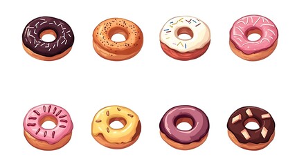 Obraz premium Collection of donuts on white background.