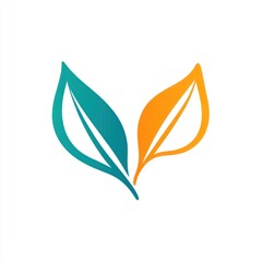 Abstract Teal and Orange Leaf Design