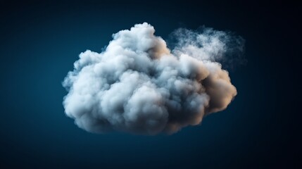 Abstract Cloud Formation: A 3D Render of a Puffy Cumulus Cloud Against a Dark Blue Background