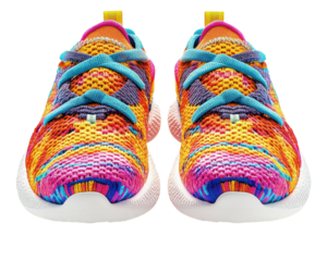 Colorful athletic shoes on a white isolate background.