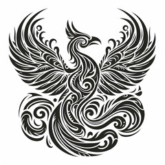 AI Generate of Phoenix Shape in Maori Art style isolated in white